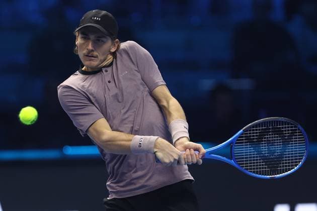 Max Purcell (Australia) controls the ball, Day 7, Nitto ATP, Tennis Herren Finals 2024, INALPI Arena, November 16, 2024, Turin, Italy.