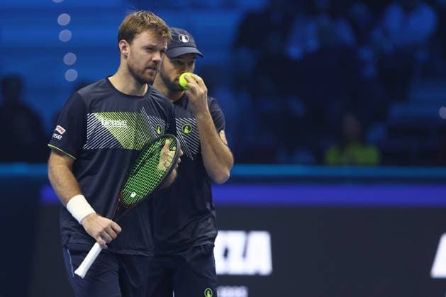 Kevin Krawietz (Germany) und Tim Puetz (Germany) speaks with, Day 7, Nitto ATP, Tennis Herren Finals 2024, INALPI Arena, November 16, 2024, Turin, Italy.