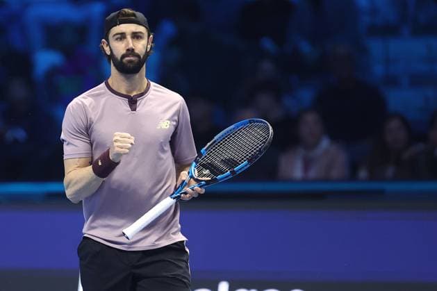Jordan Thompson (Australia) celebrates, Day 7, Nitto ATP, Tennis Herren Finals 2024, INALPI Arena, November 16, 2024, Turin, Italy.