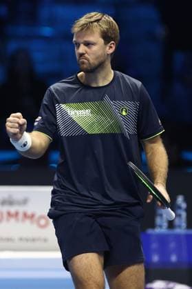 Kevin Krawietz (Germany) celebrate after winning, Day 7, Nitto ATP, Tennis Herren Finals 2024, INALPI Arena, November 16, 2024, Turin, Italy.