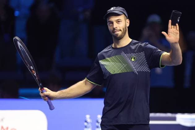 Tim Puetz (Germany) celebrate after winning, Day 7, Nitto ATP, Tennis Herren Finals 2024, INALPI Arena, November 16, 2024, Turin, Italy.