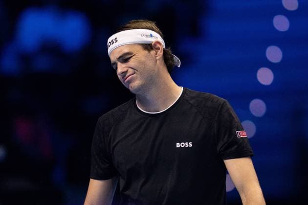 United States Taylor Fritz react during the singles tennis match of the ATP, Tennis Herren World Tour Finals against Germany s Alexander Zverev at the Inalpi Arena in Turin, Italy - - Saturday, November 16, 2024.  Copyright: xMarcoxAlpozzi LaPressex