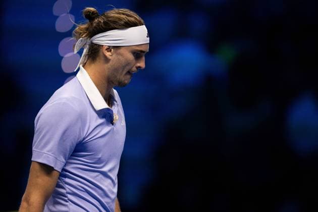 Germany s Alexander Zverev react during the singles tennis match of the ATP, Tennis Herren World Tour Finals against United States Taylor Fritz at the Inalpi Arena in Turin, Italy - - Saturday, November 16, 2024.  Copyright: xMarcoxAlpozzi LaPressex