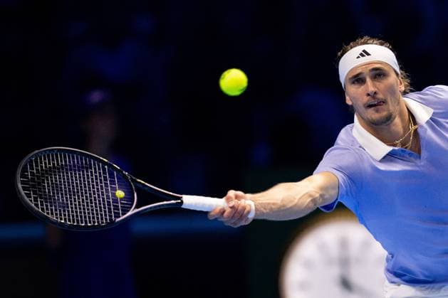 Germany s Alexander Zverev returns the ball to United States Taylor Fritz during& xa0;their singles tennis match of the ATP, Tennis Herren World Tour Finals at the Inalpi Arena, in Turin, Italy - - Saturday, November 16, 2024.  Copyright: xMarcoxAlpozzi LaPressex