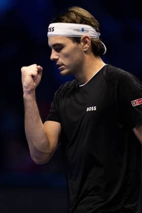 United States Taylor Fritz react during the singles tennis match of the ATP, Tennis Herren World Tour Finals against Germany s Alexander Zverev at the Inalpi Arena in Turin, Italy - - Saturday, November 16, 2024.  Copyright: xMarcoxAlpozzi LaPressex