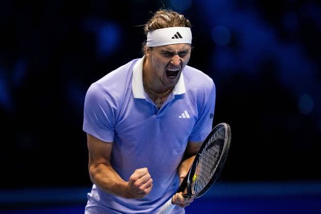 Germany s Alexander Zverev react during the singles tennis match of the ATP, Tennis Herren World Tour Finals against United States Taylor Fritz at the Inalpi Arena in Turin, Italy - - Saturday, November 16, 2024.  Copyright: xMarcoxAlpozzi LaPressex