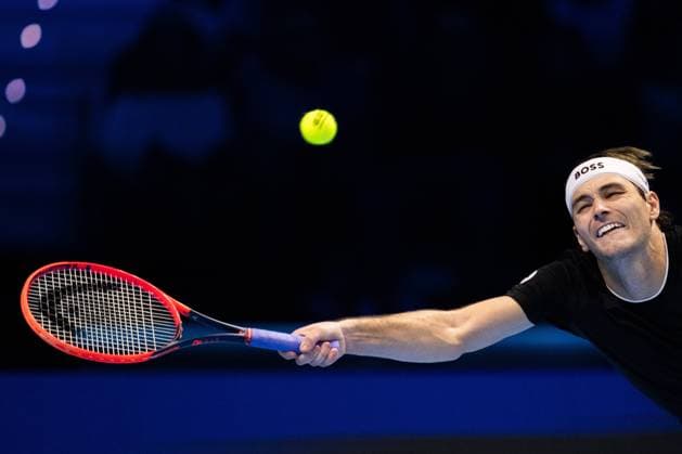 United States Taylor Fritz returns the ball to Germany s Alexander Zverev during& xa0;their singles tennis match of the ATP, Tennis Herren World Tour Finals at the Inalpi Arena, in Turin, Italy - - Saturday, November 16, 2024.  Copyright: xMarcoxAlpozzi LaPressex