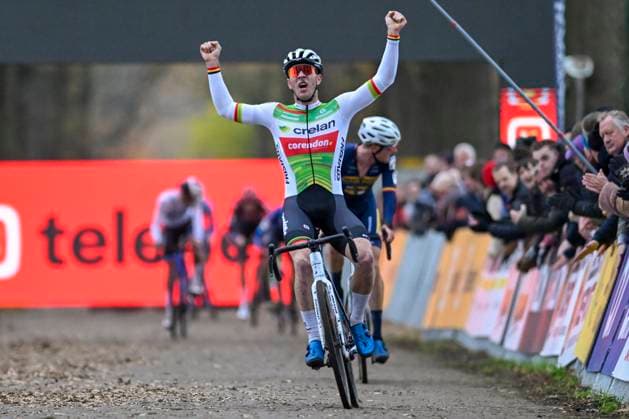 2024 Superprestige Cyclocross Merksplas MERKSPLAS, BELGIUM - NOVEMBER 16 : Sweeck Laurens (BEL) winning the 4th leg of the men elite 2024 - 2025 Telenet Superprestige cyclocross race : the Aardbeiencross of Merksplas on November 16, 2024 in Merksplas, Belgium, 16 11 2024 Merksplas Belgium  Copyright: xNicoxVereeckenx