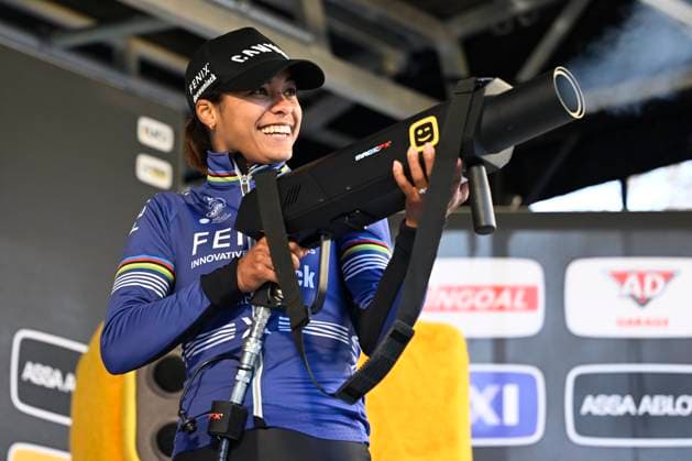 2024 Superprestige Cyclocross Merksplas MERKSPLAS, BELGIUM - NOVEMBER 16 : Del Carmen Alvarado Ceylin (NED) of Alpecin-Deceuninck pictured during the podium ceremony after winning the 4th leg of the women elite 2024 - 2025 Telenet Superprestige cyclocross race : the Aardbeiencross of Merksplas on November 16, 2024 in Merksplas, Belgium, 16 11 2024 Merksplas Belgium  Copyright: xNicoxVereeckenx