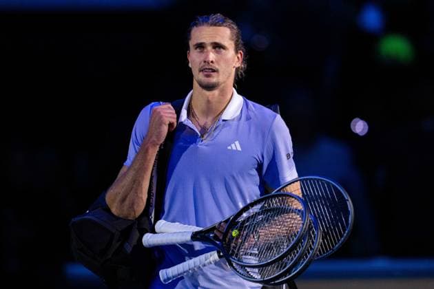 Germany s Alexander Zverev react after the singles tennis match of the ATP, Tennis Herren World Tour Finals against United StatesÕ Taylor Fritz at the Inalpi Arena in Turin, Italy - - Saturday, November 16, 2024.  Copyright: xMarcoxAlpozzi LaPressex