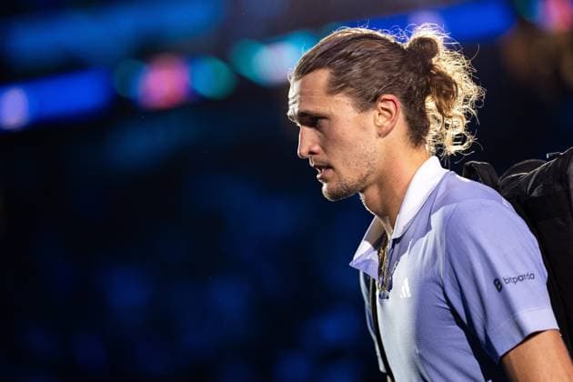 Germany s Alexander Zverev react after the singles tennis match of the ATP, Tennis Herren World Tour Finals against United StatesÕ Taylor Fritz at the Inalpi Arena in Turin, Italy - - Saturday, November 16, 2024.  Copyright: xMarcoxAlpozzi LaPressex