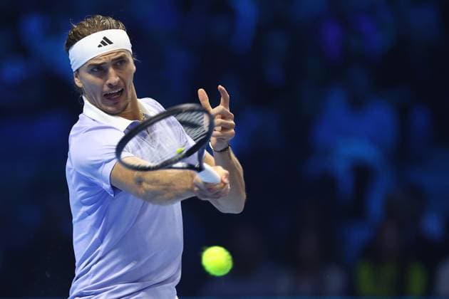 Alexander Zverev (Germany) looks on, controls the ball, Day 7, Nitto ATP, Tennis Herren Finals 2024, INALPI Arena, November 16, 2024, Turin, Italy.