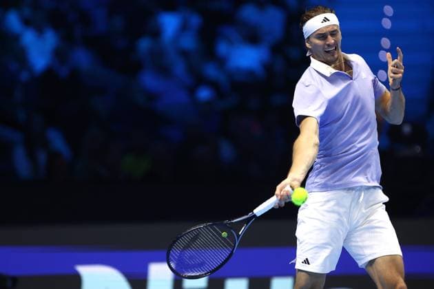Alexander Zverev (Germany) looks on, controls the ball, Day 7, Nitto ATP, Tennis Herren Finals 2024, INALPI Arena, November 16, 2024, Turin, Italy.