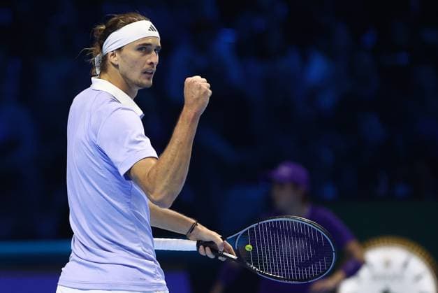 Alexander Zverev (Germany) looks on, controls the ball, celebrates, Day 7, Nitto ATP, Tennis Herren Finals 2024, INALPI Arena, November 16, 2024, Turin, Italy.