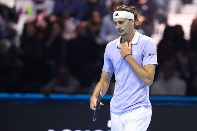 Alexander Zverev (Germany) looks on, controls the ball, celebrates, celebrate after winning, gestures, looks dejected, Day 7, Nitto ATP, Tennis Herren Finals 2024, INALPI Arena, November 16, 2024, Turin, Italy.