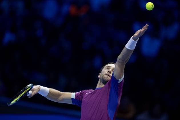 Casper Ruud of Norway in action Nitto ATP, Tennis Herren Finals, Day 7, Tennis, Inalpi Arena, Turin, Italy 16 Nov 2024  Copyright: xEllaxLing Shutterstockx 14893646bn