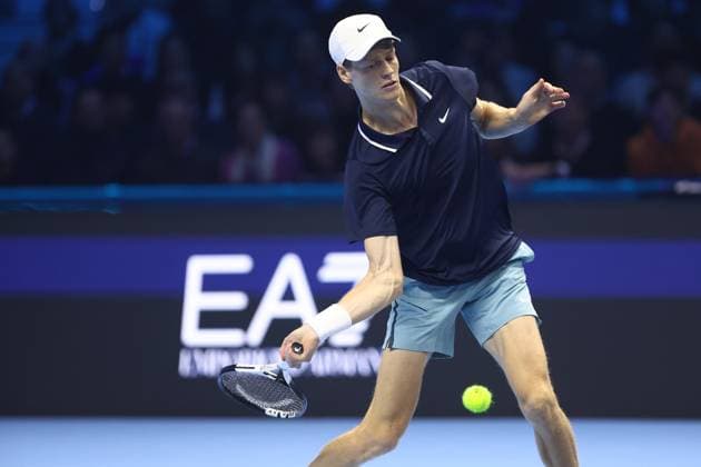 Jannik Sinner vs Casper Ruud Jannik Sinner of Italy in action during the semi-final singles match between Jannik Sinner of Italy and Casper Ruud of Norway on Day seven of the Nitto ATP, Tennis Herren World Tour Finals. Turin Inalpi Arena Italy Copyright: xMarcoxCanonierox