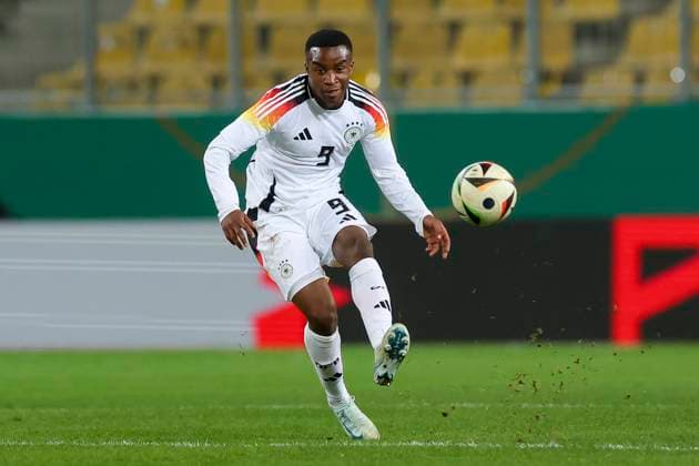 Germany, Aachen, 15 11 2024, Tivoli, Germany vs Denmark U21 Friendly match, Youssoufa Moukoko Germany controls the ball Aachen Tivoli Germany eu-images-700