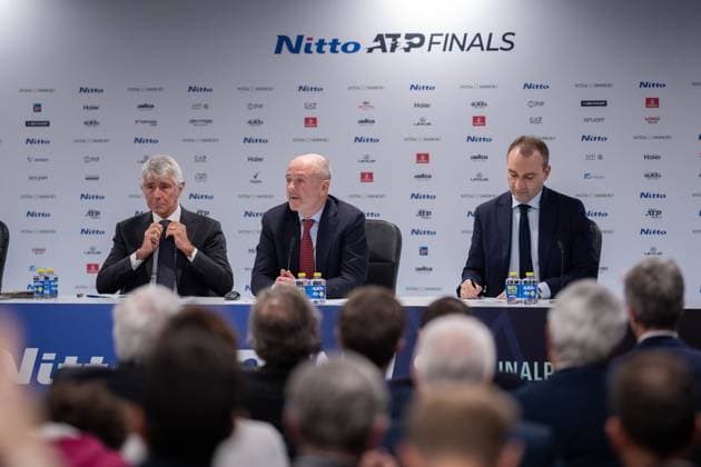Abodi, Binaghi and Lo Russo attendÕs at ATP, Tennis Herren Finals closing press conference, PK, Pressekonferenz at the Inalpi Arena in Turin, Italy - - Saturday, November 16, 2024.  Copyright: xMarcoxAlpozzi LaPressex