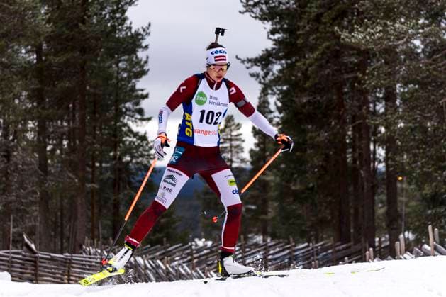 241117 Estere Volfa of Latvia competes in the women s 7,5km sprint during the Swedish Premiere in biathlon on November 17, 2024 in Idre Photo Sara Damne BILDBYRAN kod SD MT0697 skidskytte biathlon skiskyting sverigepremiären sverigepremiär swedish premiere sverige bbeng  Copyright: SARAxDAMNE BB241117SD054
