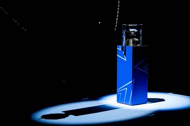 Trophy of Duble Finals before the El Salvador s Marcelo Arevalo, and Croatia s Mate Pavic final match against Germany s Kevin Krawietz, and Tim PuetzÊ at the Inalpi Arena in Turin, Italy - - Sunday, November 17, 2024.  Copyright: xMarcoxAlpozzi LaPressex