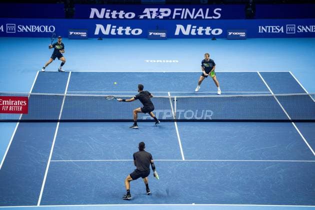 Germany s Kevin Krawietz, and Tim PuetzÊduring the final match against El Salvador s Marcelo Arevalo, and Croatia s Mate Pavic at the Inalpi Arena in Turin, Italy - - Sunday, November 17, 2024.  Copyright: xMarcoxAlpozzi LaPressex