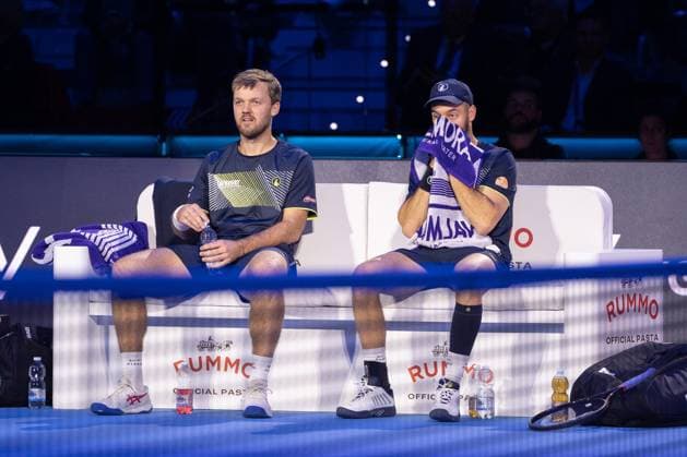 Germany s Kevin Krawietz, and Tim PuetzÊduring the final match against El Salvador s Marcelo Arevalo, and Croatia s Mate Pavic at the Inalpi Arena in Turin, Italy - - Sunday, November 17, 2024.  Copyright: xMarcoxAlpozzi LaPressex