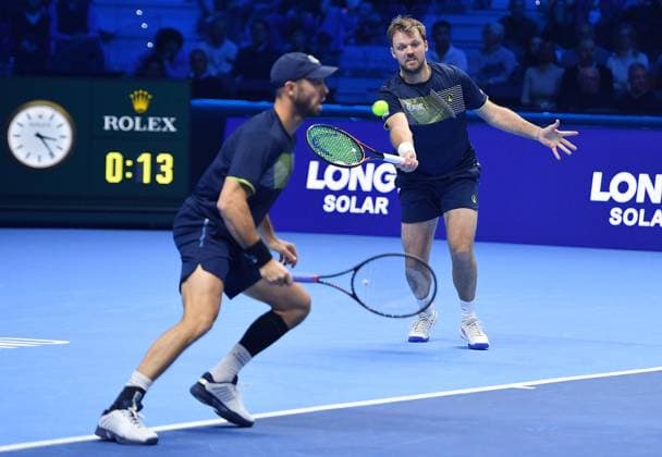 November 17, 2024, Turin: Kevin Krawietz of Germany and Tim Puetz of Germany plays the match against Marcelo ArÃ valo of El Salvador and Mate Pavi? of Croatia during the final match men s double of Nitto ATP, Tennis Herren Finals in Turin, Italy, 17 November 2024 ..The ATP men s double world number 1 is preparing for the ATP Finals that will run from 10-17 November in Turin ANSA ALESSANDRO DI MARCO NITTO ATP FINALS TORINO 2024  - ZUMAa110 20241117_zaf_a110_012 Copyright: xAlessandroxDixMarcox