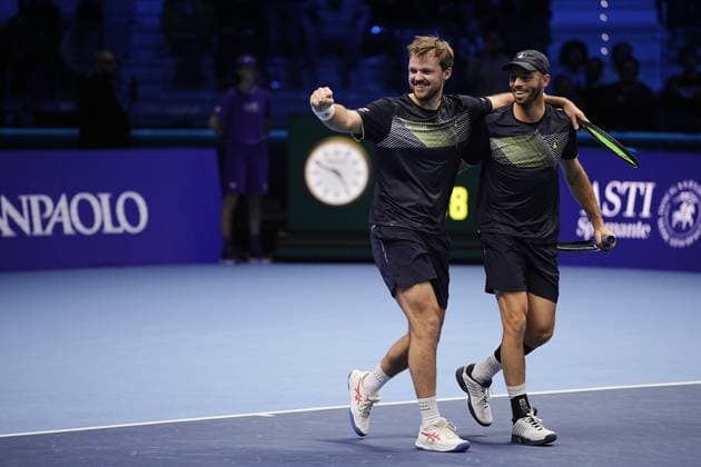 Germany s Kevin Krawietz, and Tim Puetz& xa0; celebrates after winning the double final tennis match of the ATP, Tennis Herren World Tour Finals at the Inalpi Arena in Turin, Italy - - Sunday, November 17, 2024.  Copyright: xMarcoxAlpozzi LaPressex