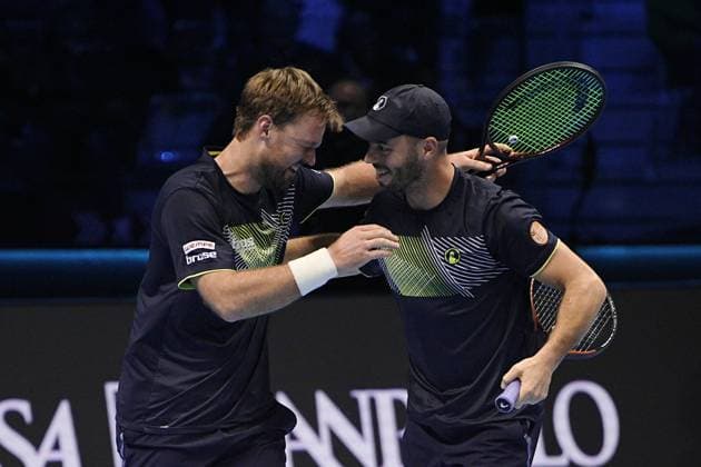 Germany s Kevin Krawietz, and Tim Puetz& xa0; celebrates after winning the double final tennis match of the ATP, Tennis Herren World Tour Finals at the Inalpi Arena in Turin, Italy - - Sunday, November 17, 2024.  Copyright: xMarcoxAlpozzi LaPressex