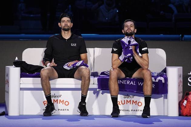 El Salvador s Marcelo Arevalo, and Croatia s Mate Pavic after loosing the double final tennis match of the ATP, Tennis Herren World Tour Finals at the Inalpi Arena in Turin, Italy - - Sunday, November 17, 2024.  Copyright: xMarcoxAlpozzi LaPressex