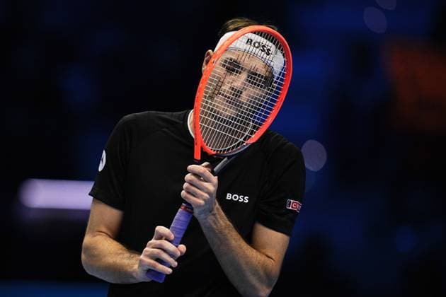 Sport Bilder des Tages United States Taylor Fritz reacts during& xa0;their singles tennis final match of the ATP, Tennis Herren World Tour Finals at the Inalpi Arena, in Turin, Italy - - Sunday, November 17, 2024.  Copyright: xMarcoxAlpozzi LaPressex