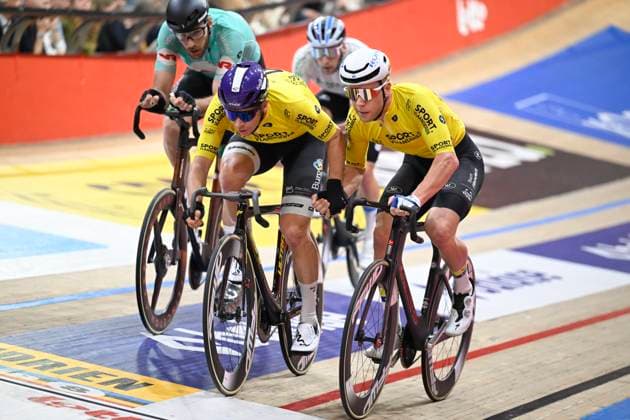 Lotto Six Days Flanders Ghent 2024 - day 6 GENT, BELGIUM - NOVEMBER 17 : Hesters Jules BEL of Vlaanderen and Gate Aaron NZL of Sport Vlaanderen pictured during the 6th and final day of the 83th edition of the Six Days of Flanders-Ghent. The Six Days of Ghent ( Zesdaagse van Gent in Dutch) is a cycling event on the Kuipke cycling track in the Citadel Park in Ghent. On November 12, 2024 in Gent, Belgium, 12 11 2024 Gent Belgium  Copyright: xNicoxVereeckenx