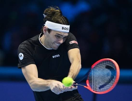 November 17, 2024, Turin: Taylor Fritz of USA plays the match against Jannik sinner of Italy during the final match men s single of Nitto ATP, Tennis Herren Finals in Turin, Italy, 17 November 2024 ..The ATP men s double world number 1 is preparing for the ATP Finals that will run from 10-17 November in Turin ANSA ALESSANDRO DI MARCO NITTO ATP FINALS TORINO 2024  - ZUMAa110 20241117_zaf_a110_042 Copyright: xAlessandroxDixMarcox