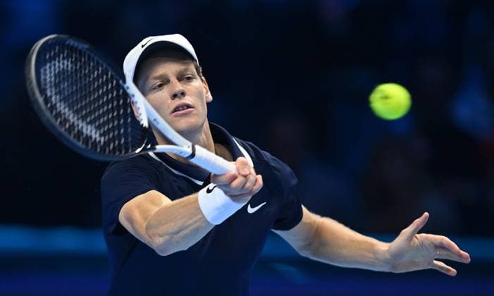 November 17, 2024, Turin: Jannik sinner of Italy plays the match against Taylor Fritz of USA during the final match men s single of Nitto ATP, Tennis Herren Finals in Turin, Italy, 17 November 2024 ..The ATP men s double world number 1 is preparing for the ATP Finals that will run from 10-17 November in Turin ANSA ALESSANDRO DI MARCO NITTO ATP FINALS TORINO 2024  - ZUMAa110 20241117_zaf_a110_043 Copyright: xAlessandroxDixMarcox