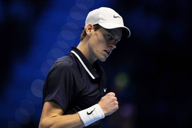 Italy s Jannik Sinner celebrates after winning the singles final tennis match of the ATP, Tennis Herren World Tour Finals against United States Taylor Fritz at the Inalpi Arena in Turin, Italy - - Sunday, November 17, 2024.  Copyright: xMarcoxAlpozzi LaPressex