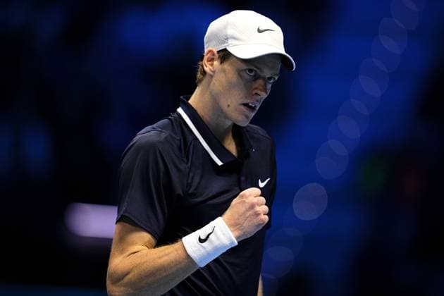 Italy s Jannik Sinner celebrates after winning the singles final tennis match of the ATP, Tennis Herren World Tour Finals against United States Taylor Fritz at the Inalpi Arena in Turin, Italy - - Sunday, November 17, 2024.  Copyright: xMarcoxAlpozzi LaPressex