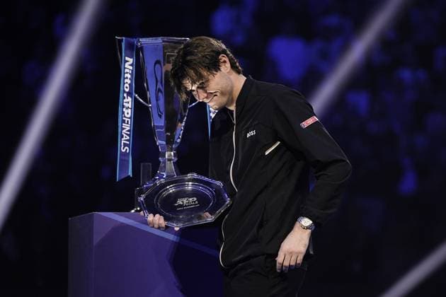 United States Taylor Fritz with second place trophy after& xa0;their singles tennis final match of the ATP, Tennis Herren World Tour Finals at the Inalpi Arena, in Turin, Italy - - Sunday, November 17, 2024.  Copyright: xMarcoxAlpozzi LaPressex