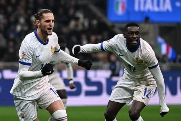Mg Milano 17 11 2024 - Nations League Italia-Francia foto Matteo Gribaudi Image nella foto: esultanza gol Adrien Rabiot 