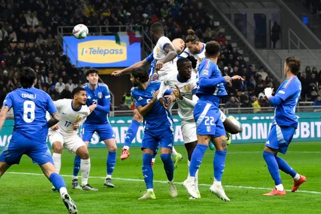 Adrien Rabiot of France scores the goal of 0-1 during the UEFA Nations League football match between Italy and France at San Siro stadium in Milano (Italy), November 17, 2024. AndreaxStaccioli
