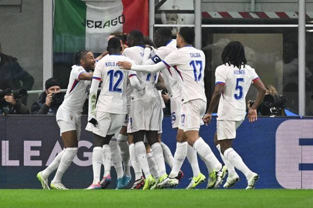 Adrien Rabiot (FRA) celebrates after scoring the gol of 0-1 during the UEFA Nations League Matchday 6 match between Italy and FRance at the San Siro Stadium on November 17, 2024 in Milan, Italy.  Copyright: xDomenicoxCippitelli IPAxSportx x xx IPA_51637254 IPA_Agency_IPA51637254