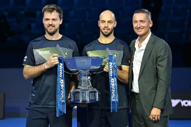 Foto IPP Massimo Rana Torino 17-11-2024 Tennis ATP, Tennis Herren Finals 2024 nella foto i vincitori del doppio tim puetz e kevin krawietz ed andrea gaudenzi Italy Photo Press - World Copyright italy  Copyright: xR4924_italyphotopressx