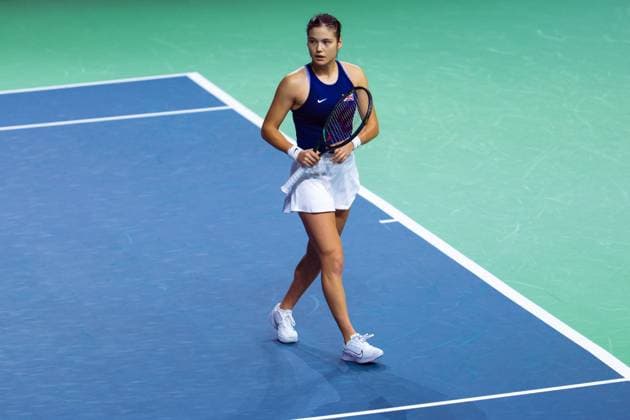 November 17, 2024, Malaga, Malaga, Spain: EMMA RADUCANU of Great Britain celebrates point against REBECCA MARINO of Canada during tennis match between Canada and Great Britain during the Billie Jean King Cup 2024. Malaga Spain - ZUMAg271 20241117_znp_g271_014 Copyright: xNataliaxGarciax