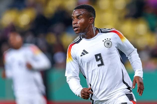 15 11 2024, Football, U21 international match Germany Denmark, Tivoli Stadium Aachen, Season 2024 2025 Youssoufa Moukoko U21 GER 9 North Rhine-Westphalia Germany