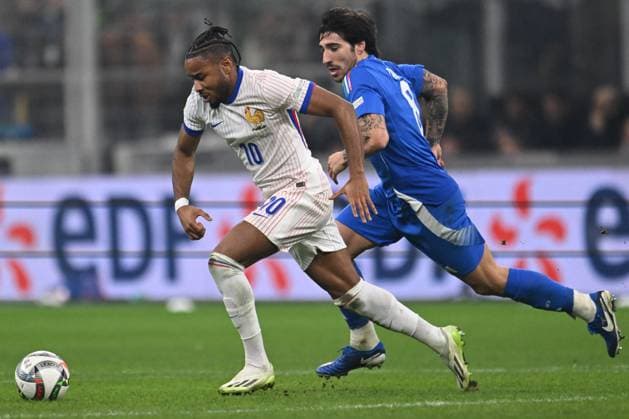 CALCIO - UEFA Nations League - Italy vs France Sandro Tonali of Italy and Christopher Nkunku of France during the Group A2 - UEFA NATIONS LEAGUE 2024 match between Italy and France on 17 of November 2024 at Giuseppe Meazza San Siro Siro stadium in Milan, Italy. Milan Italy  Copyright: xIPAxSport ABACAx