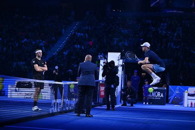 Nitto ATP, Tennis Herren Finals - Jannik Sinner Wins Title Jannik Sinner (ITA) wins his first Nitto ATP Finals at the 2024 Nitto ATP Finals in Turin, Italy on November 17, 2024. Photo by Corinne Dubreuil ABACAPRESS.COM Turin Italy  Copyright: xDubreuilxCorinne ABACAx