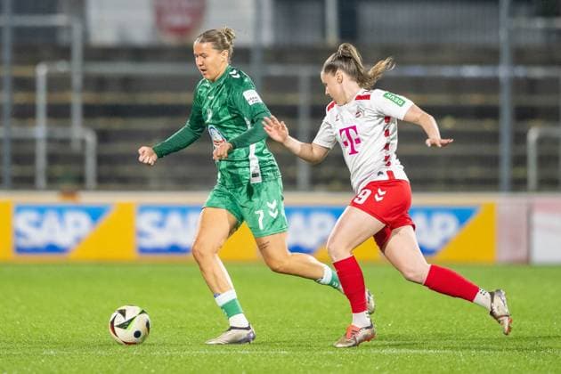 18 11 2024, Soccer Google Pixel Womens Bundesliga, Season 2024 2025, Matchday 10, 1 FC Koeln SV Werder Bremen at Franz Kremer Stadium in Cologne duel between Larissa Muehlhaus SV Werder Bremen, 07 and Dora Zeller 1 Fc Koeln, 19 Important note In accordance with the regulations of the DFL German Football League and the DFB German Football Association, it is prohibited to utilize or have utilized photographs taken in the stadium and or of the match in the form of sequential images and or video-like photo series Foto Kirchner Media TH Copyright: xKirchner-Media THx