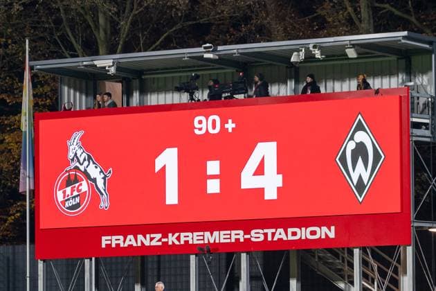 18 11 2024, Football Google Pixel Womens Bundesliga, Season 2024 2025, Matchday 10, 1 FC Koeln SV Werder Bremen at Franz Kremer Stadium in Cologne SV Werder Bremen wins 4 1 in Cologne Important note According to the regulations of the DFL German Football League or the DFB German Football Association, it is prohibited to use or have used photographs taken in the stadium and or of the match in the form of sequential images and or video-like photo series Foto Kirchner Media TH Copyright: xKirchner-Media THx