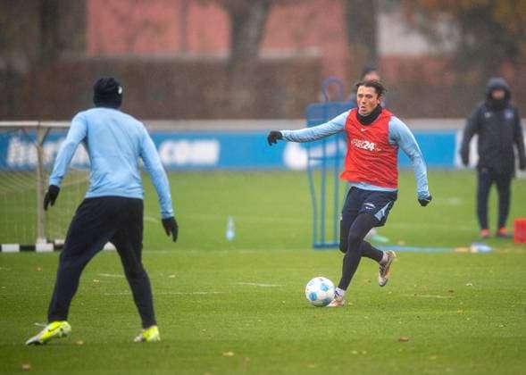 Soccer, Men, Season 2024 25, 2 Bundesliga, Hertha BSC, Training, f l Egor Greber Hertha BSC , Fabian Reese Hertha BSC , 19 11 2024, Copyright: xSebastianxRäppold MatthiasxKochx