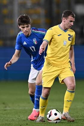 Mp La Spezia 19 11 2024 - amichevole Italia-Ucraina U21, U 21 foto Matteo Papini Image nella foto: Maksym Bragaru-Marco Palestra 